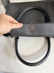 GUESS Gray Logo Satchel Top Handle Bag Double Handles Zip w/ Detachable Strap