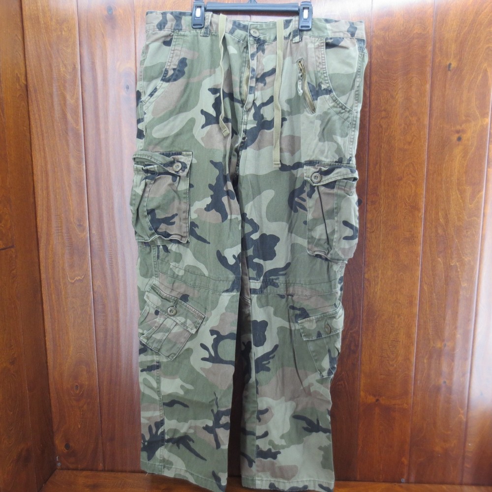 Must Way Mens Khaki Green & Black Camo Cargo Pants Size 38