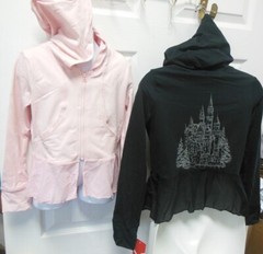 Capezio zip Juliet Peplum Hooded Jacket Black/Pink Castle back 10815C Ballet