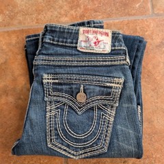 Women’s True Religion Becky Super T 27 Skinny Boot Cut Embroidered Jeans dark