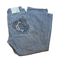 Vtg South Pole Baggy Jeans Y2K 32×29.5 Skate Grunge Hip Hop 90s Black Embroidery