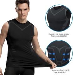 Men Compression Shirt Version Ionic Shaping Sleeveless Vest Sport Tank Top S-2XL