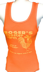Womens Juniors David & Goliath Roger’s Rooster Farm Orange Tank Top Tee T-Shirt