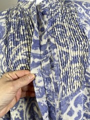 COLDWATER CREEK Womens Button TOP 3/4 Sleeve PURPLE Beige Linen Size P XL