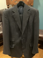 Giorgio Armani Vintage Collezioni Men Navy Blue Pinstripe 2 Pcs Suit 48R 90s