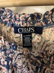 Chaps Womens XL Floral Print Round Neck Cap Sleeve Blouse Top Pink Blue Paisley