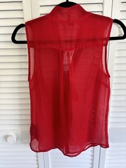 Y2K Retro Red GUESS Women’s Blouse Size M NWT Street style Chic Lux sheer