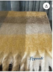 Mohair Scarf Women Cozy Brown Mustard Soft Stylish Wrap 82.7×15.7in