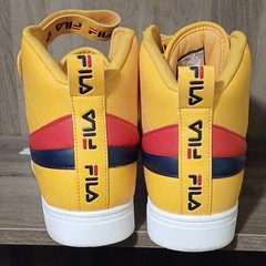 FILA Men’s Yellow Mid-Top Athletic Sneakers Lace-Up Hook & Loop Red/Blue