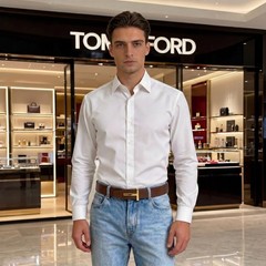 Authentic Tom Ford Reversible Leather T-Buckle Belt Luxury Designer Fashion