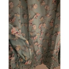 Etcetera Janis Cold Shoulder Silk Blend Floral Blouse Blue Smocked Hem NWT 8