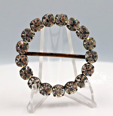 Vintage Brass with Seventeen 6mm Crystal Rhinestones Belt Buckle 2.25 Inches