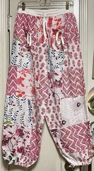 Boho Bloomers With Floral/Fauna Graphics On White Rayon Background-Gathered Legs