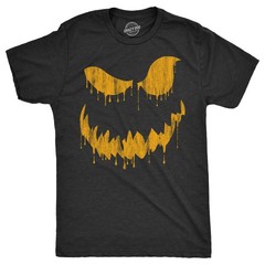 Mens Drippy Dan Pumpkin T Shirt Funny Halloween Jack O Lantern Creepy Smile Tee