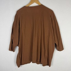 B’ Gauze Brown Cotton Button Front Oversized Top Made in USA One Size Fits All