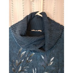 Jess & Jane “Foliage” Mineral Washed Cowl Neck Slub Tunic Art to Wear Artsy Boxy