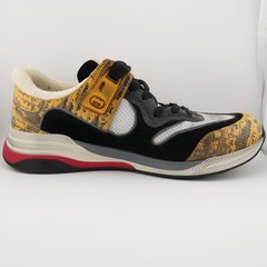 Gucci Ultrapace Leather Mesh Sneakers Low Top Yellow Tejus Printed US 9.5 Men