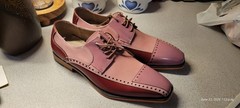 Stacy Adams Leather Wingtip Spectator Cap Toe Oxford Shoes Pink/Burgundy 9.5