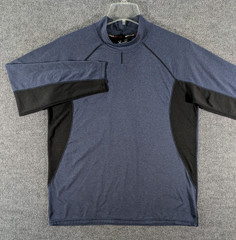 Spyder Active Mock Neck Shirt Mens Large Blue Black Long Sleeve Athletic