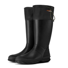 HISEA Men Rubber Rain Boots Gaiter Collar w/Drawstring Waterproof Tall Work Boot