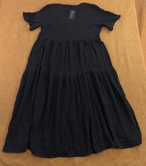 R. Vivimos Womens Large 12/14 Black Cotton Gauze Short Sleeve Maxi Dress NWT