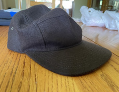Brown Wool 5 panel hat with leather/brass adjustable Unisex Adults One Size