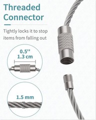 10× Stainless Steel Wire Keychains Cable Key Rings Loop Screw Lock Outdoor 6″ US
