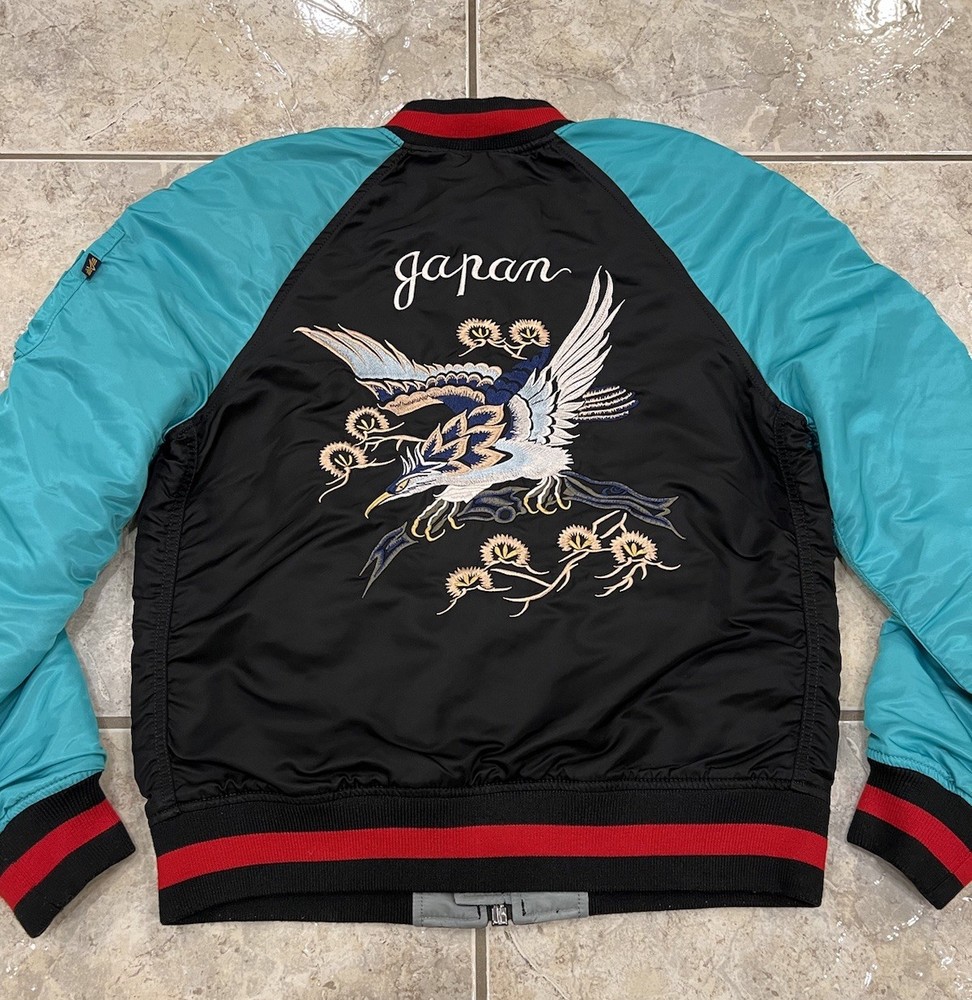 NEW NWOT Womens S Alpha Industries MA-1 Bomber JAPAN SOUVENIR Reversible Jacket