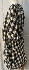 Liz Claiborne Womens Size 16 Top Black White Gingham Short Sleeves Ties Front