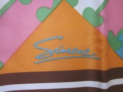 SIMONE Orange Brown Pink Blue Square Scarf 27″ x 27″