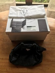 PRADA TESSUTO+VITELLO BALTICO TU Bag