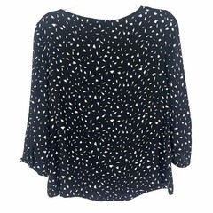 Size P MEDIUM LOFT Black Beige Spotted Blouse