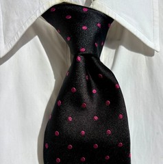 Ralph Lauren Purple Label Black Silk Tie – Woven Purple Dots – Italy – $235.00