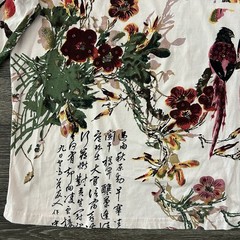 Collections Etc Japanese Love Birds Sequined Floral Cotton Top Size M Y2K Asian