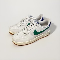 Nike Air Force 1 Low Top Men’s Lace-Up Sneakers White Green Blue Solid