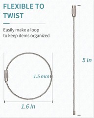 10× Stainless Steel Wire Keychains Cable Key Rings Loop Screw Lock Outdoor 6″ US