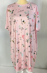 Joyspun Sleep Shirt Size 2X to 3X Pink Paris Coffee Croissants Pockets New w Tag