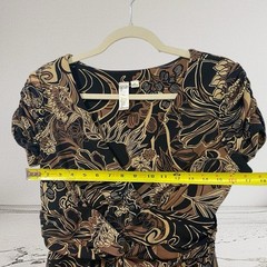Womens Floral Faux Wrap Dress Size Medium Ruched Sleeve Summer Boho Chic