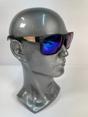 Oakley Matte Black/Gold Designer Sunglasses 55-19-139 Blue Mirrored Lenses