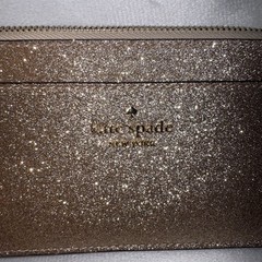 Kate Spade New York Glitter Slim Gold Glitter Cardholder Case Wallet Gold In Box