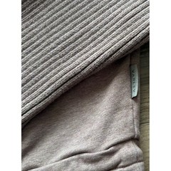 Varley Womens Turtleneck Sweatshirt Mauve Ribbed Knit Crop Drawstring Large