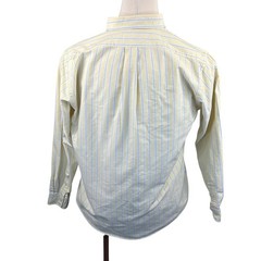 Ralph Lauren Mens Custom Fit Oxford Yellow Blue Stripe Flesh Pony XL Long Sleeve
