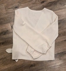 Madewell Texture & Thread Crepe Wrap tie ivory blouse Top Size XS