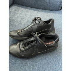 Prada Men’s 11 Linea Rossa Americas Cup Sneakers Black Leather Mesh Luxury Italy