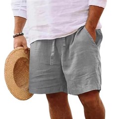 Men’s Cotton Linen Lightweight Gym Beach Shorts Summer Casual Fit Pants Fun Gift