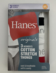 Hanes Ultimates Size 7/L 3-pack Multi Colors Cotton Women’s Thong Panties