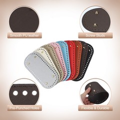 2Pcs Oval PU Leather Bag Bottom Shaper with Holes & Nail 9.8×4.7 Inch Dark Brown
