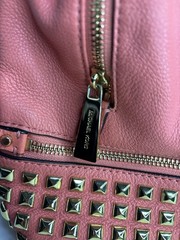 Michael Kors Women’s Medium Backpack Purse In Peach Soft Leather With Gold Studs