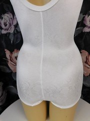 Vintage Flexxees 36B All in One White Satin Girdle Bodysuit Wire Cups-Style 685