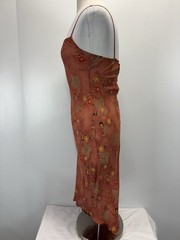 Vtg Y2K İZ Buyer Midi 7 Slip Dress Floral Forest Fairy Grunge Brown High Lo